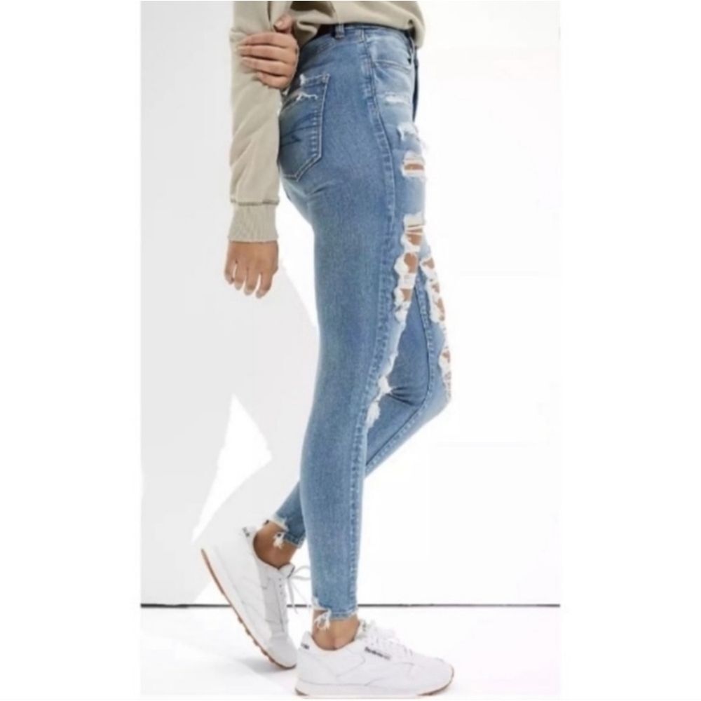 American Eagle Curvy Hi-Rise Distressed Stretch Jeggings Jeans - Size 8 Short